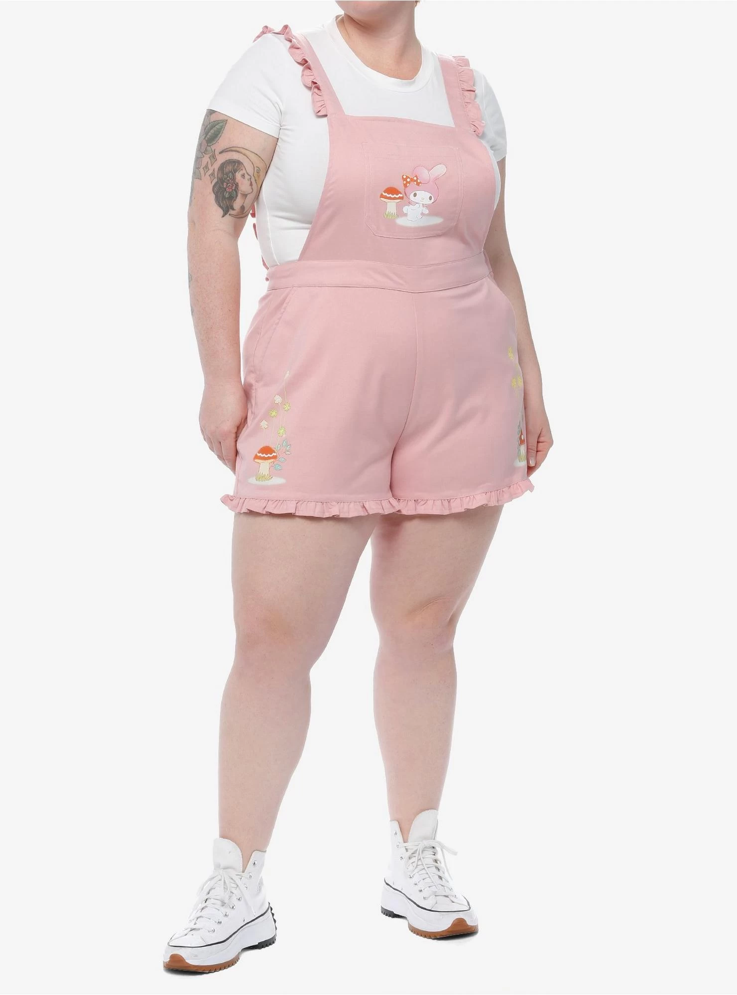 My Melody Mushroom Pink Ruffle Shortalls Plus Size - Image 2