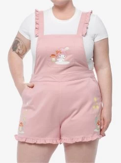 My Melody Mushroom Pink Ruffle Shortalls Plus Size