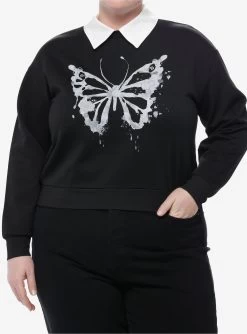 Sweet Society Butterfly Girls Collared Sweatshirt Plus Size