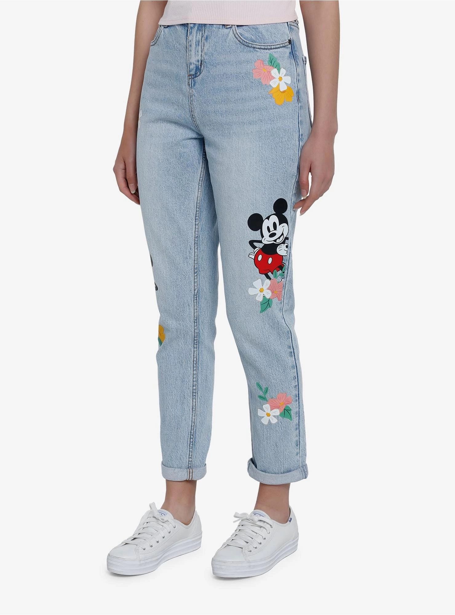 Disney Mickey Mouse Floral Mom Jeans - Image 3
