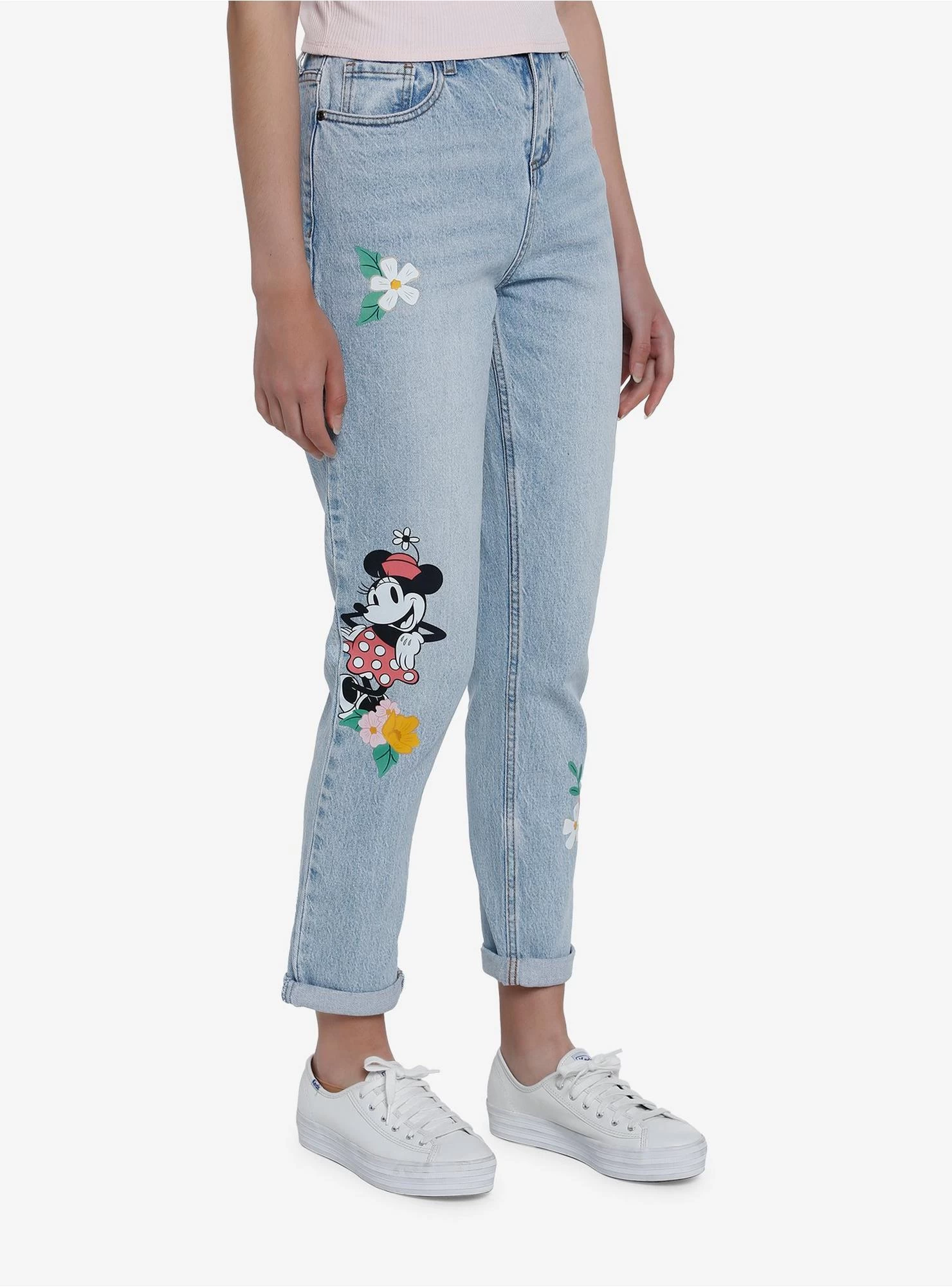 Disney Mickey Mouse Floral Mom Jeans - Image 4