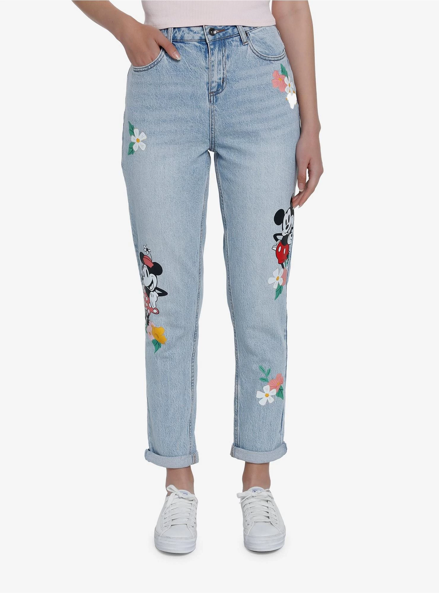 Disney Mickey Mouse Floral Mom Jeans