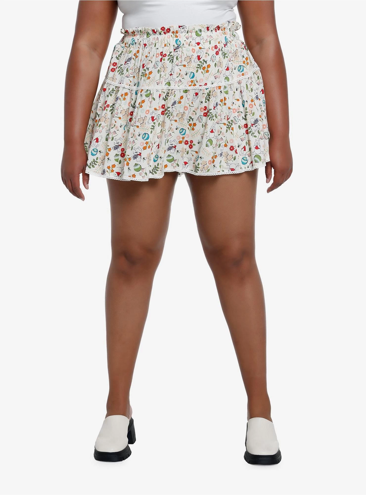 Disney Winnie The Pooh Lace Trim Floral Skort Plus Size