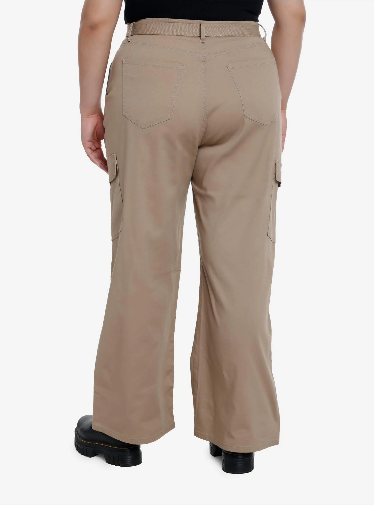 Khaki Belted Cargo Pants Plus Size - Image 2