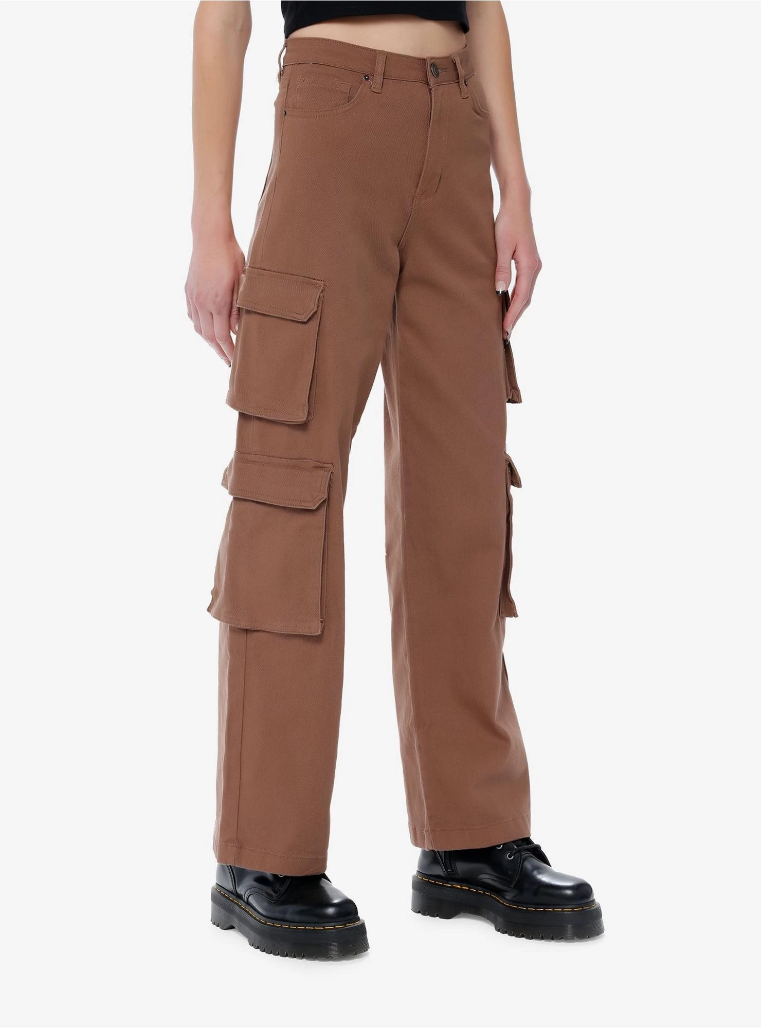 Social Collision Brown Cargo Straight Leg Pants - Image 2