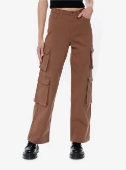 Social Collision Brown Cargo Straight Leg Pants