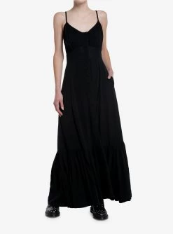 Cosmic Aura Black Lace Maxi Dress