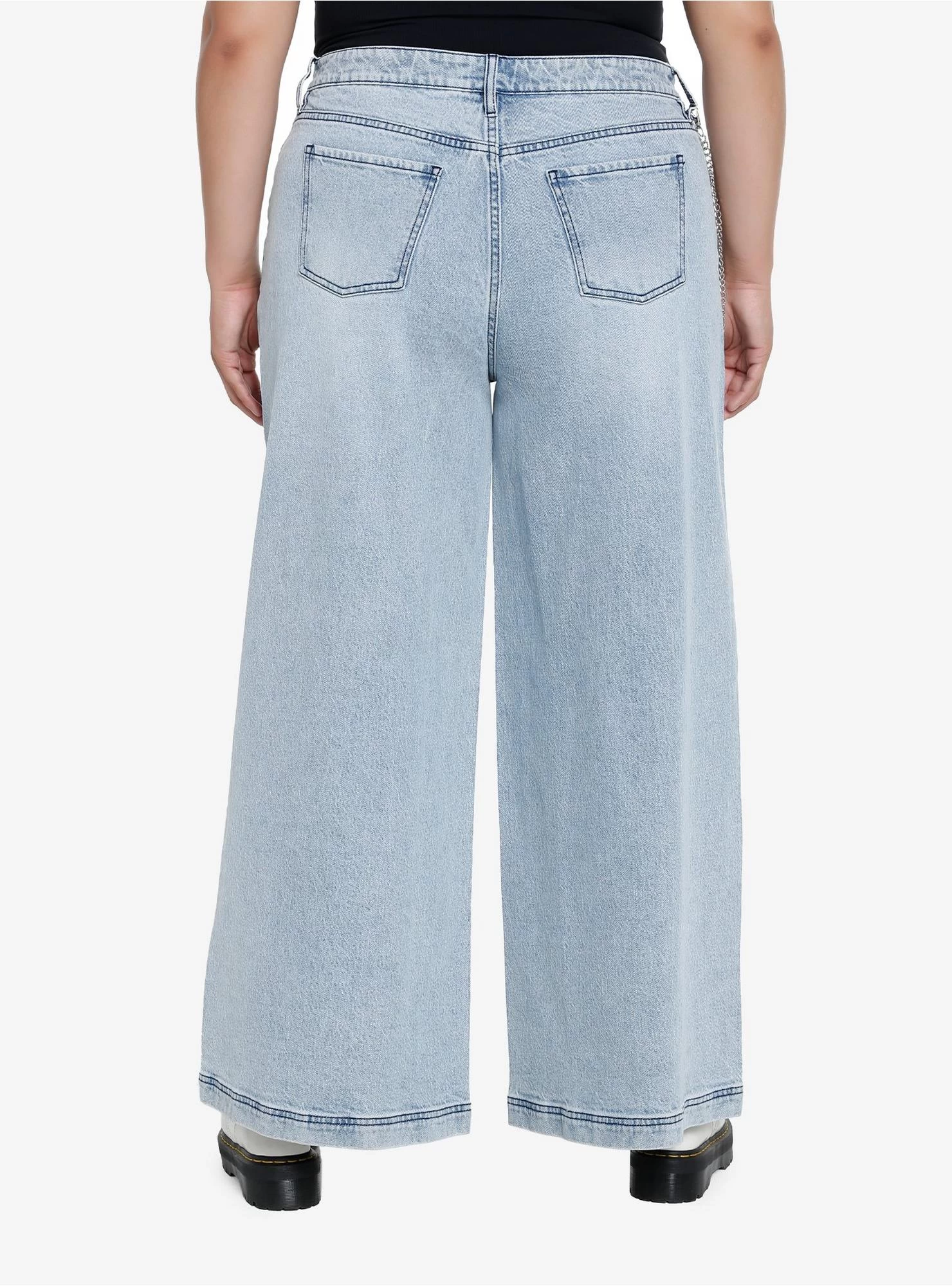 Death Note Patch Chain Wide Leg Jeans Plus Size - Image 2