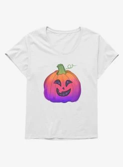 Celestial Smile Pumpkin Girls T-Shirt Plus Size By Rose Catherine Khan