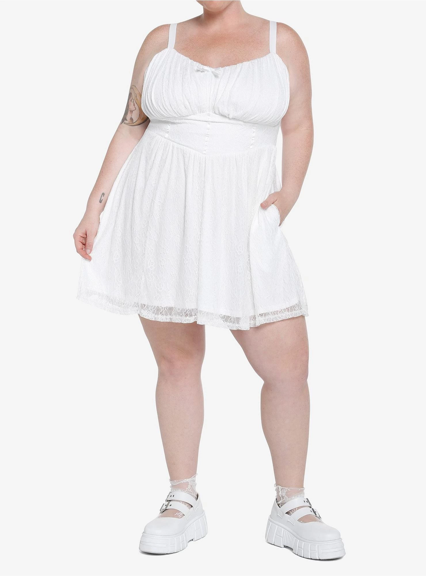 White Angel Wings Lace Cami Dress Plus Size - Image 2