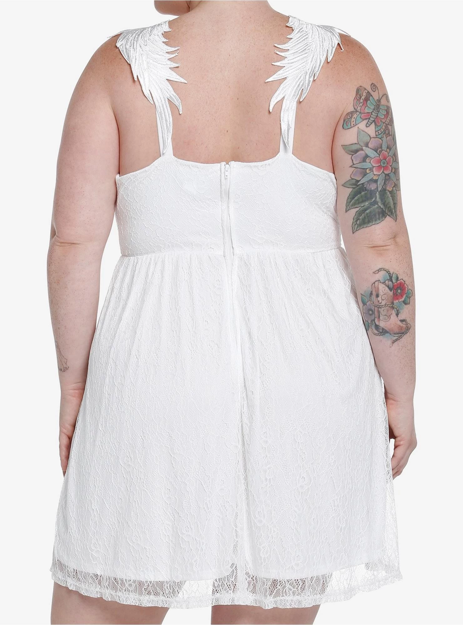 White Angel Wings Lace Cami Dress Plus Size - Image 3