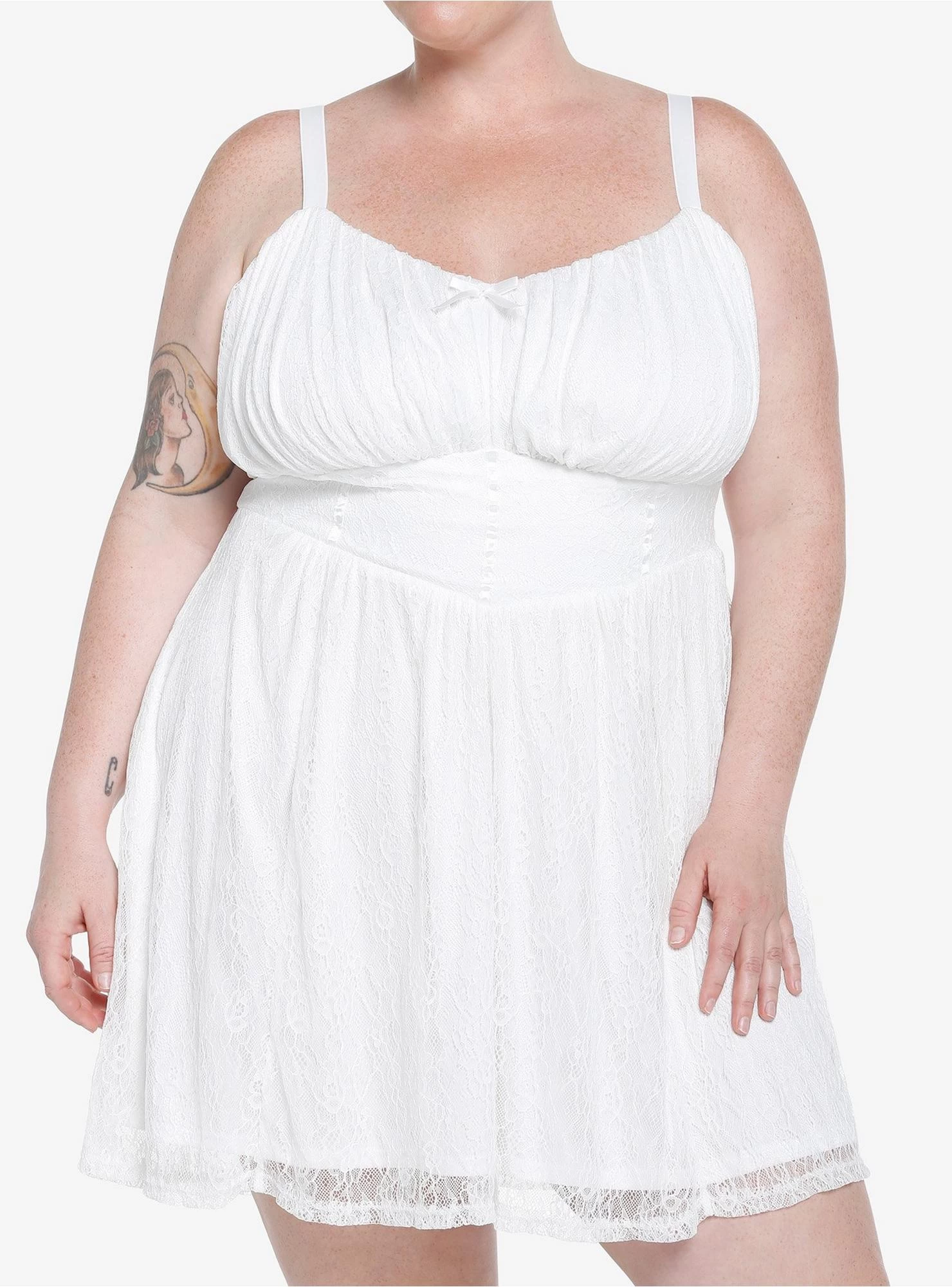 White Angel Wings Lace Cami Dress Plus Size