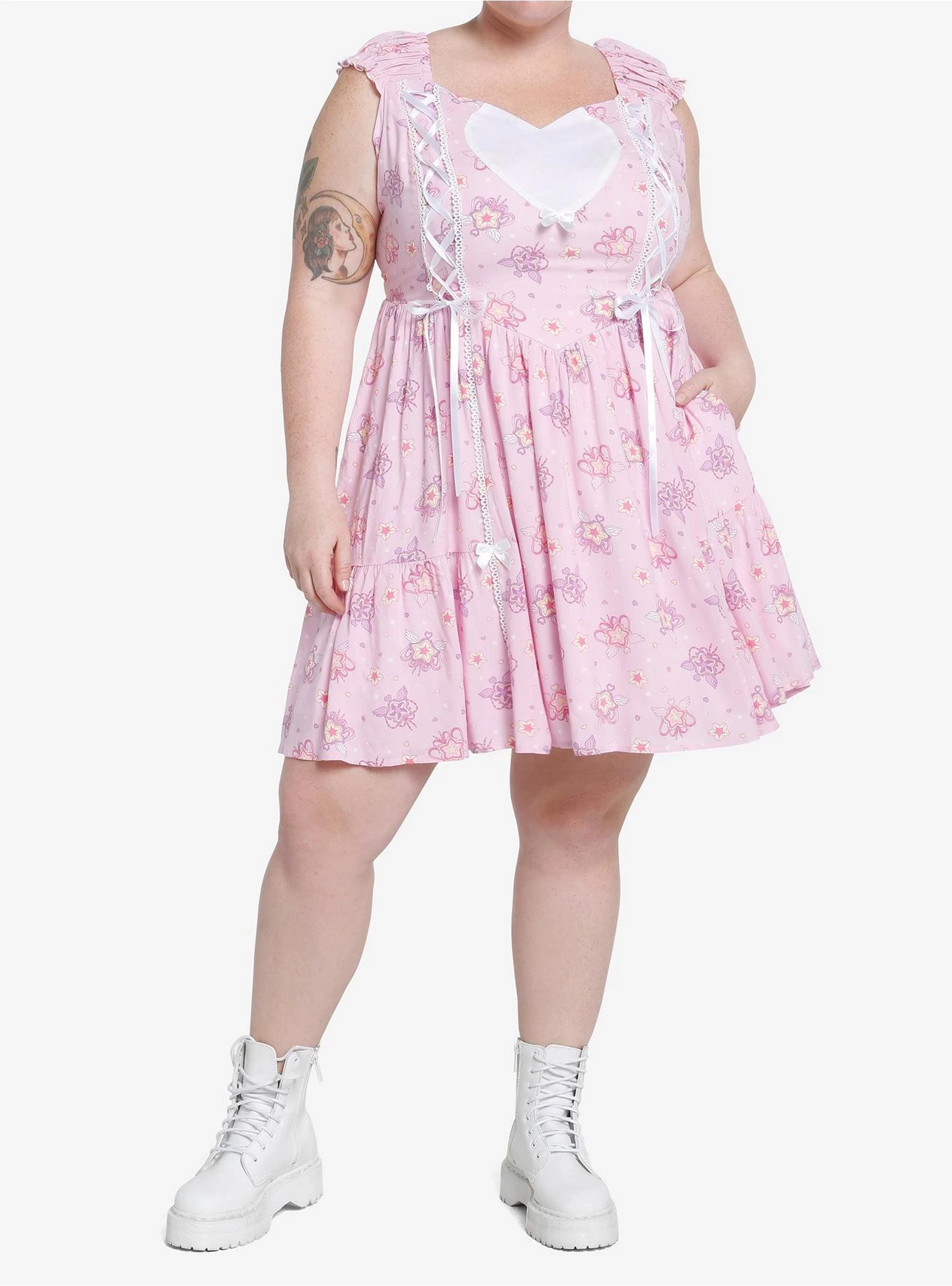 Sweet Society Kawaii Heart Lace-Up Dress Plus Size - Image 2