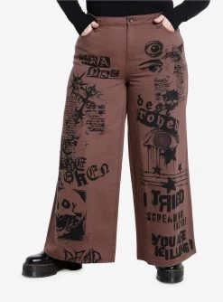 Social Collision Brown Punk Graphics Carpenter Pants Plus Size