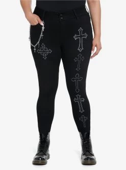 Social Collision Crosses Side Chain Skinny Jeans Plus Size