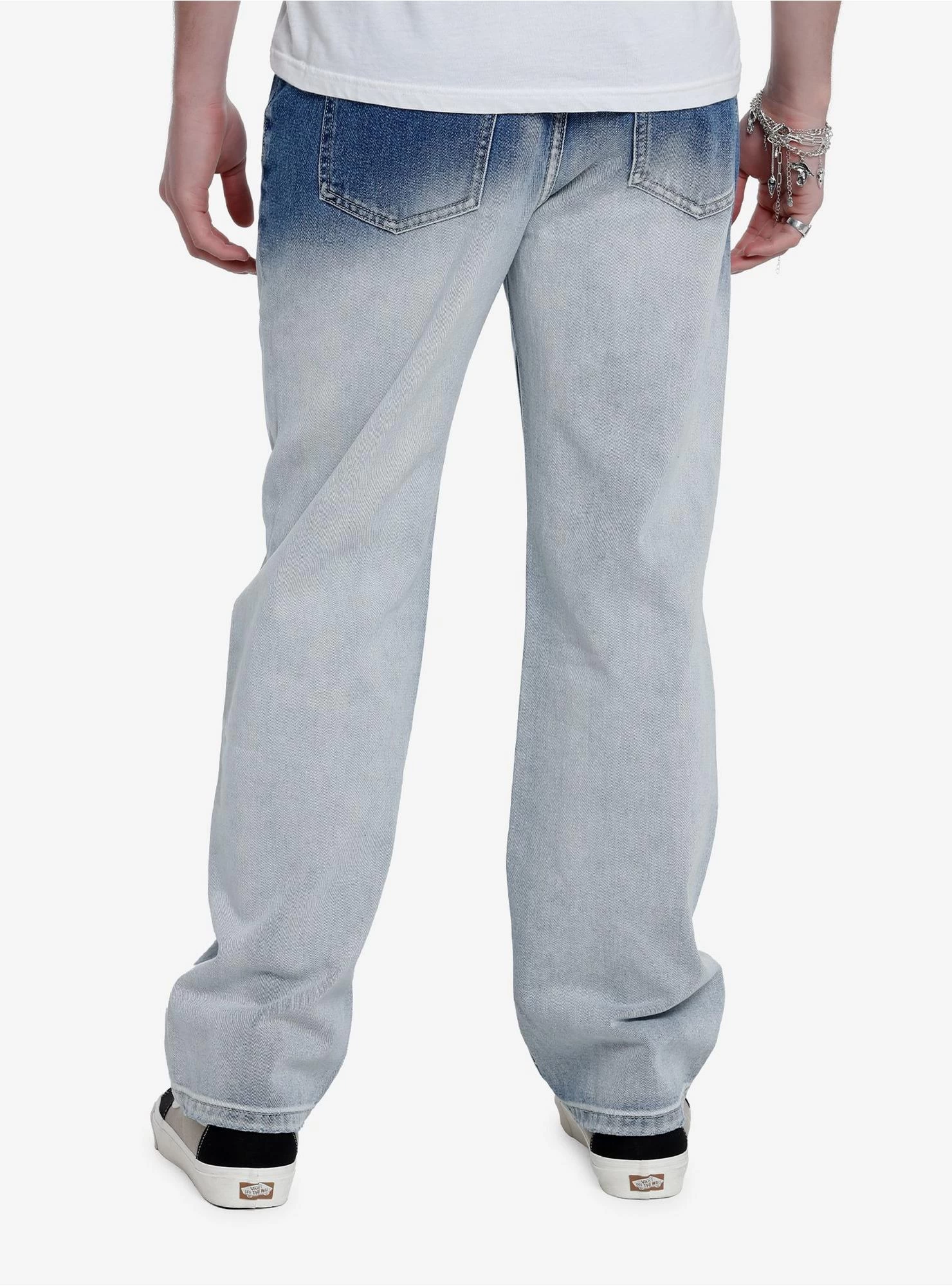 Light Wash Destruction Denim Pants - Image 2