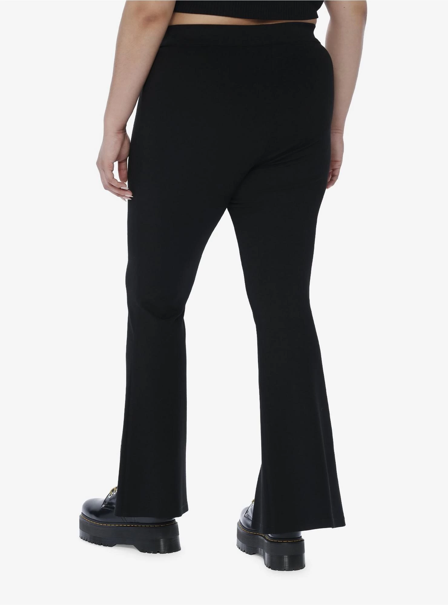 Social Collision Black Front Slit Flare Pants Plus Size - Image 2