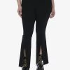 Social Collision Black Front Slit Flare Pants Plus Size
