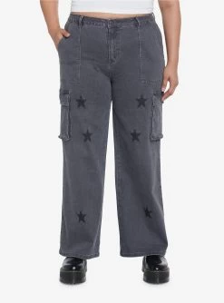 Social Collision Grey Star Cargo Pants Plus Size