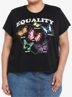 Social Collision Equality Butterflies Crop T-Shirt Plus Size