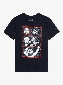 Demon Slayer: Kimetsu No Yaiba Group Black & White Panel T-Shirt