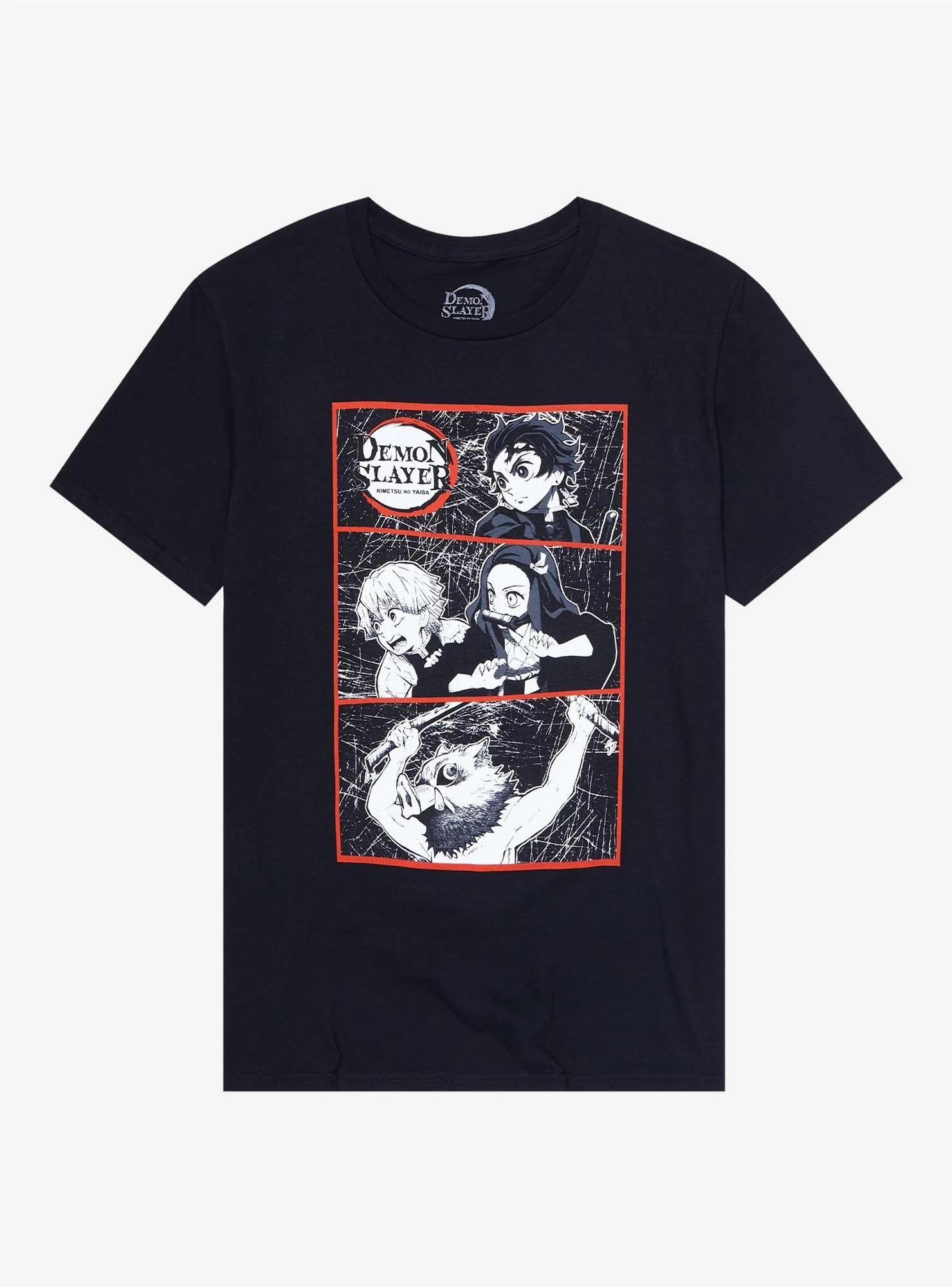 Demon Slayer: Kimetsu No Yaiba Group Black & White Panel T-Shirt