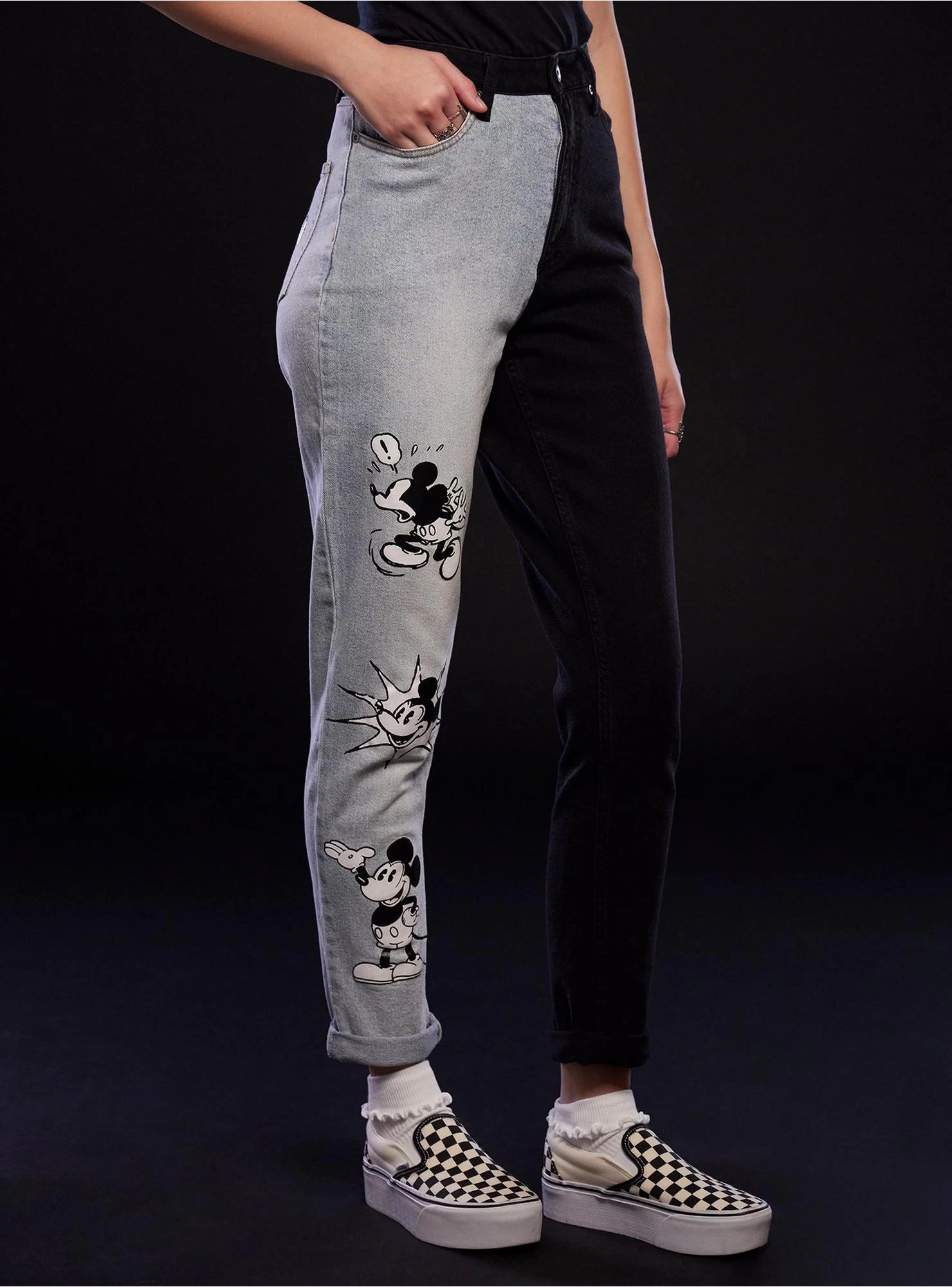 Disney Mickey Mouse Classic Split Mom Jeans