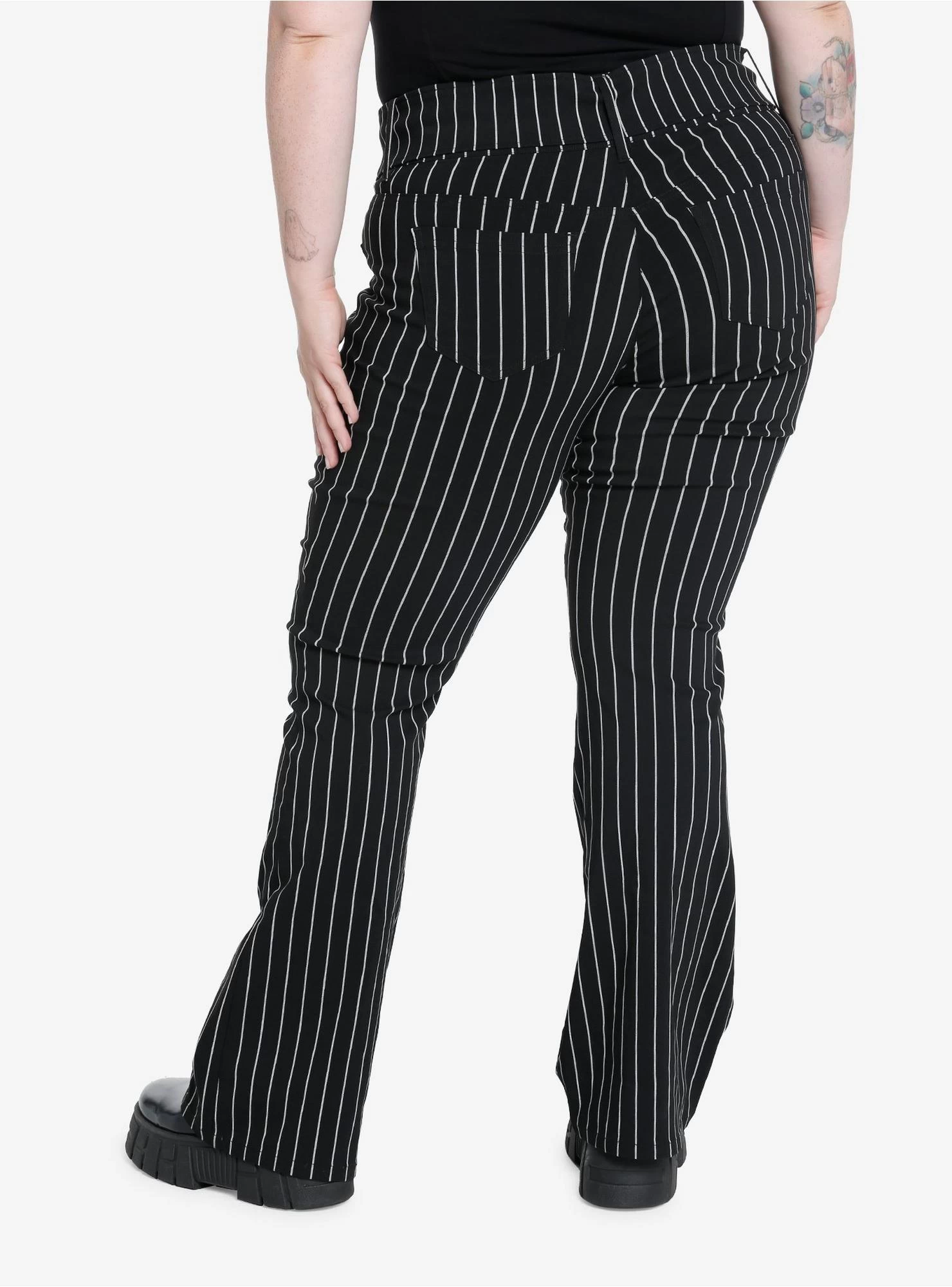 Cosmic Aura Pinstripe Low-Rise Flare Pants Plus Size - Image 2