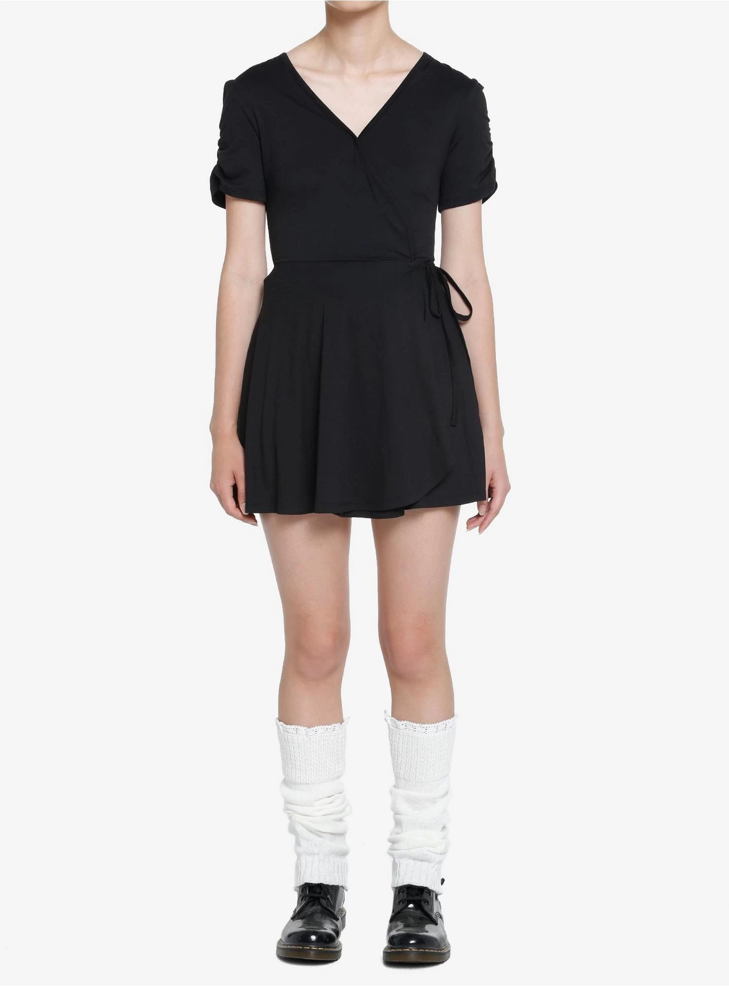 Black Wrap Flared Dress - Image 2