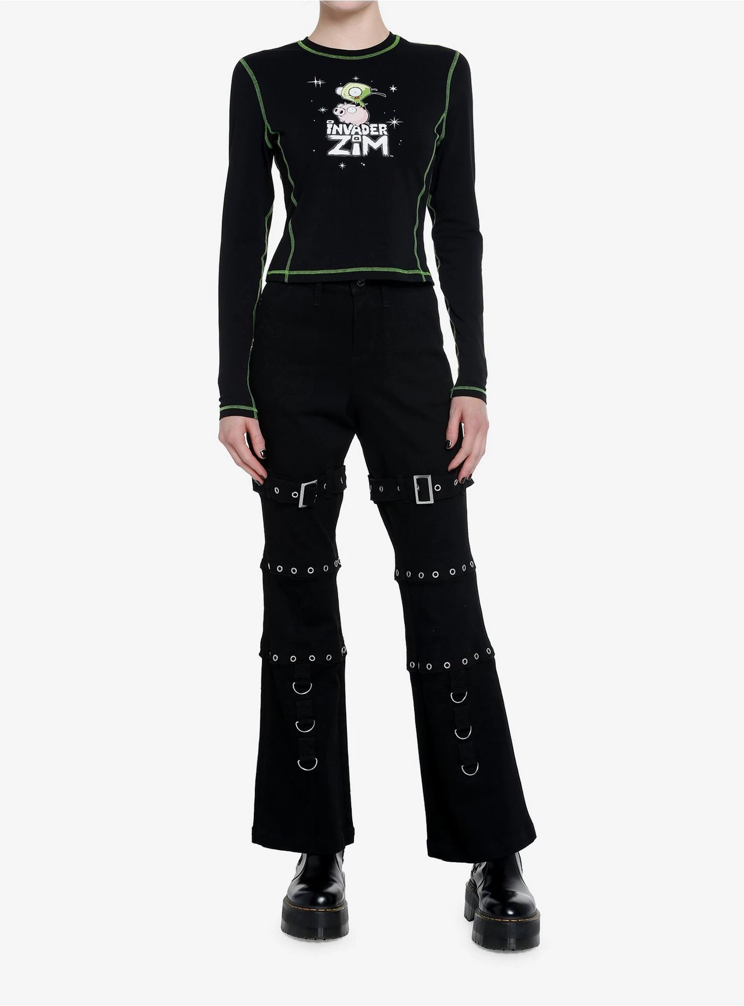 Invader Zim GIR Contrast Stitch Girls Baby Long-Sleeve T-Shirt - Image 2