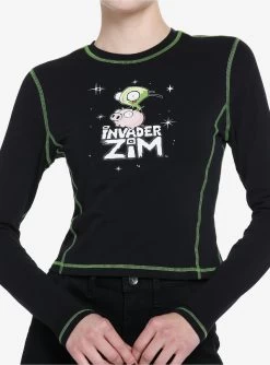 Invader Zim GIR Contrast Stitch Girls Baby Long-Sleeve T-Shirt