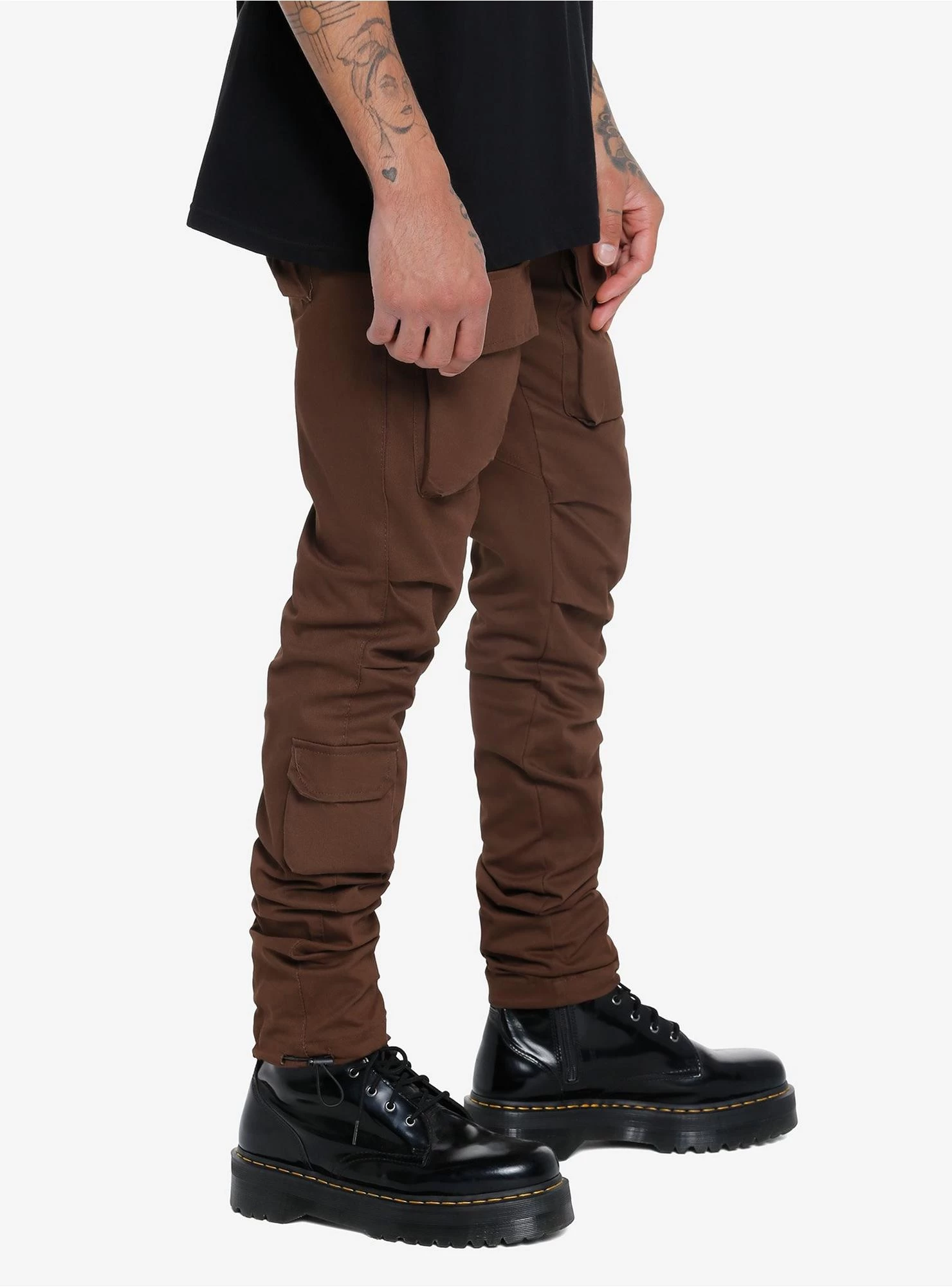 Brown Fitted Cargo Pants - Image 4