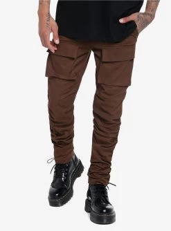 Brown Fitted Cargo Pants