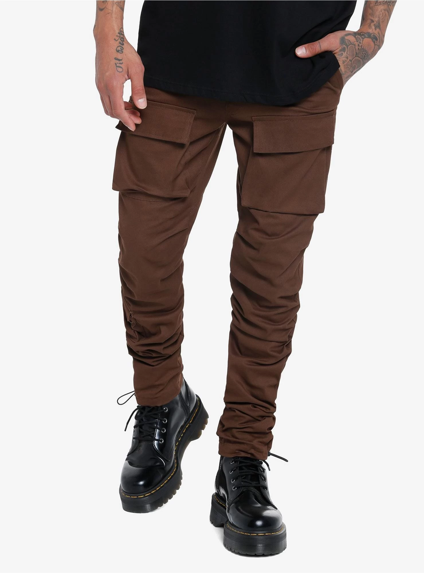 Brown Fitted Cargo Pants