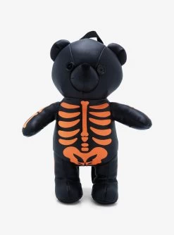 Black & Orange Skeleton Bear Mini Backpack