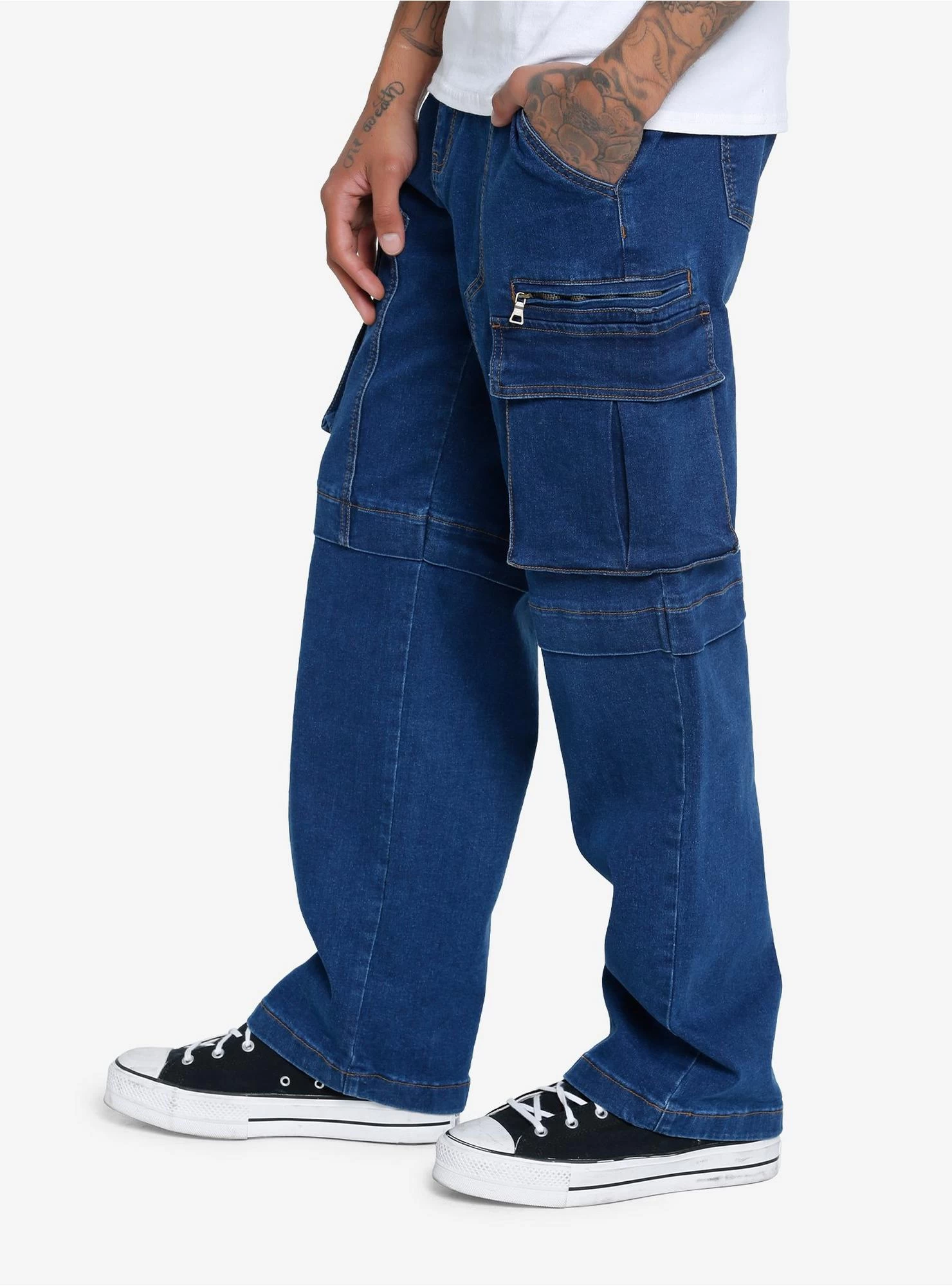 Indigo Blue Denim Cargo Pants - Image 3