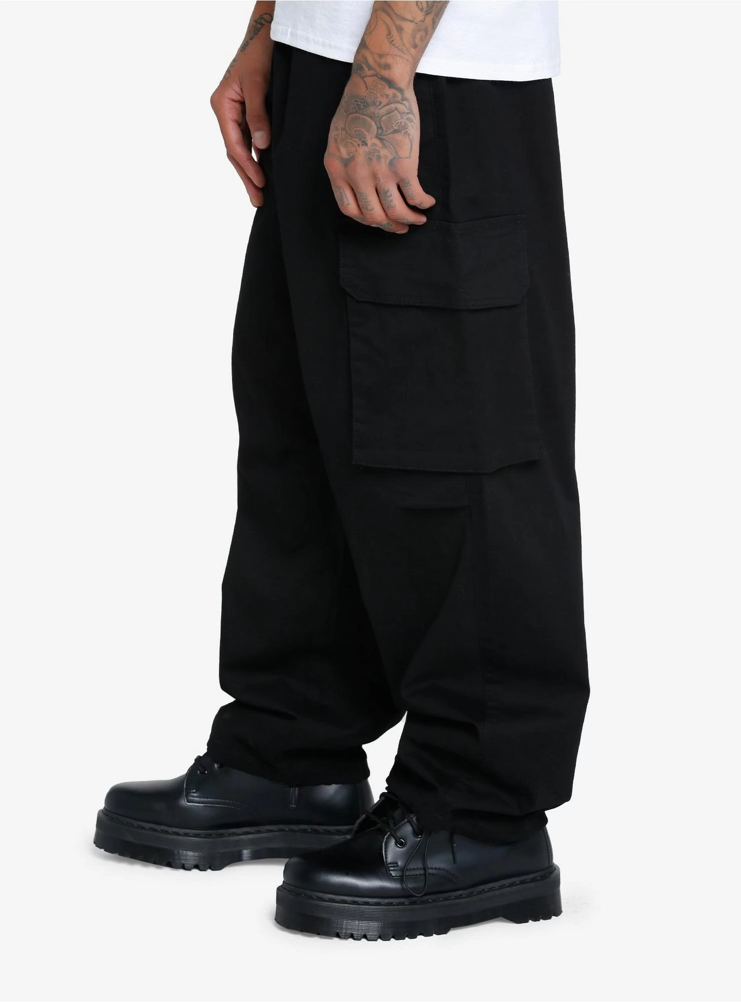 Black Cargo Parachute Pants - Image 2