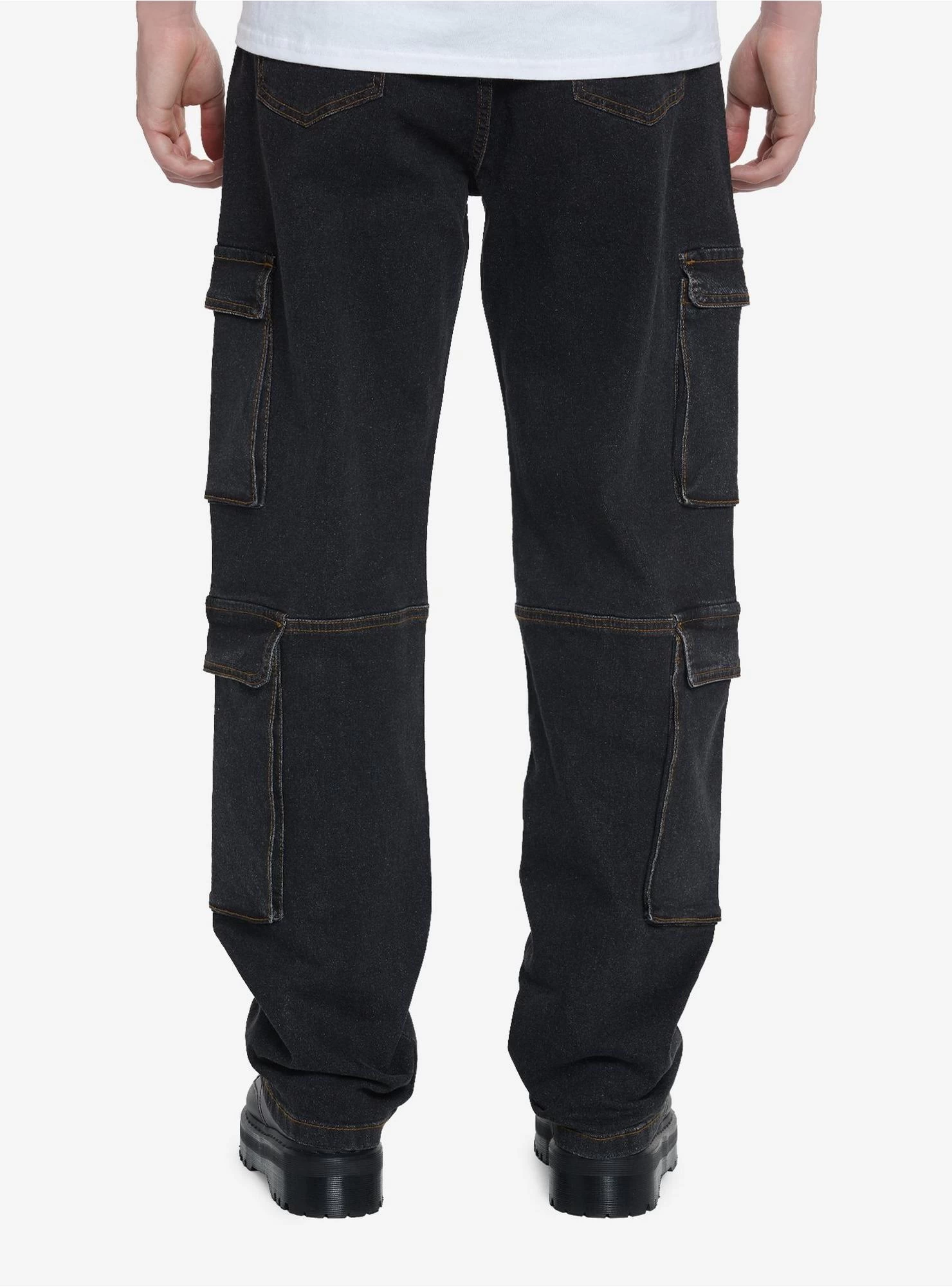 Grey Wash Cargo Denim Pants - Image 2