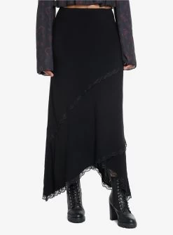 Cosmic Aura Asymmetrical Lace Midi Skirt