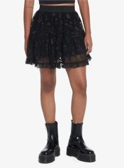 Social Collision Black Skull Tutu Skirt