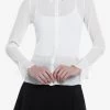 Thorn & Fable White Chiffon Girls Long-Sleeve Woven Button-Up