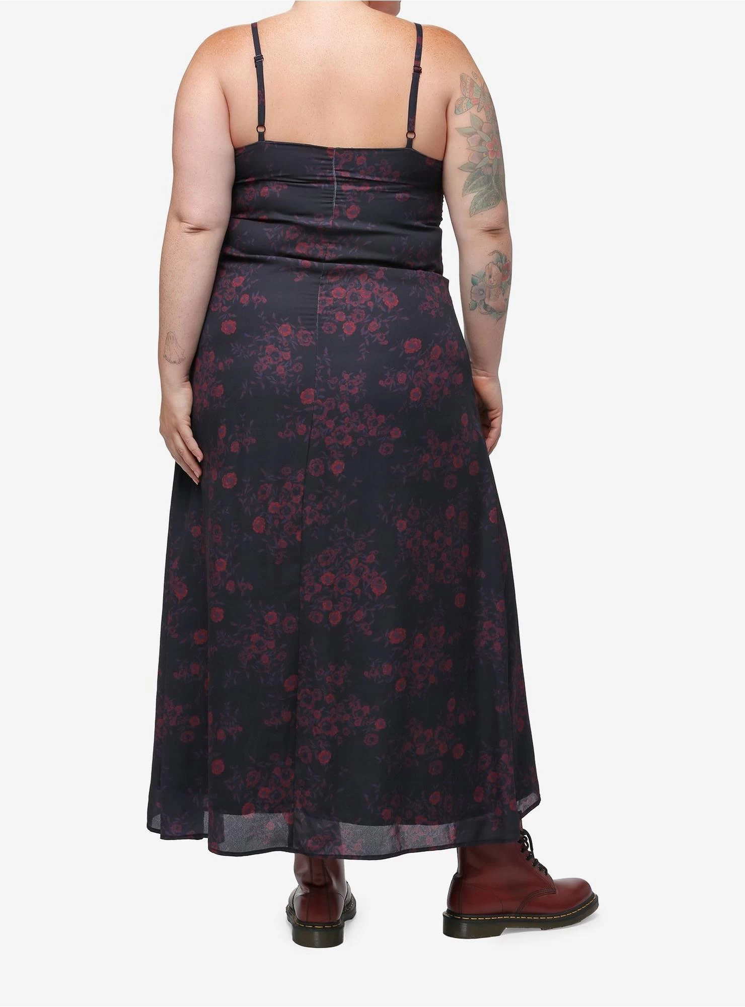 Cosmic Aura Red Floral Maxi Slip Dress Plus Size - Image 2