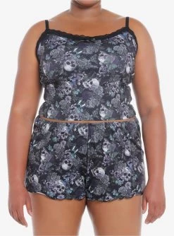 Cosmic Aura Skulls & Flowers Girls Lounge Set Plus Size