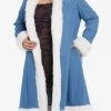 Social Collision Denim Fur Trim Girls Long Coat Plus Size