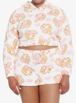 My Melody Allover Print Sherpa Girls Lounge Set Plus Size