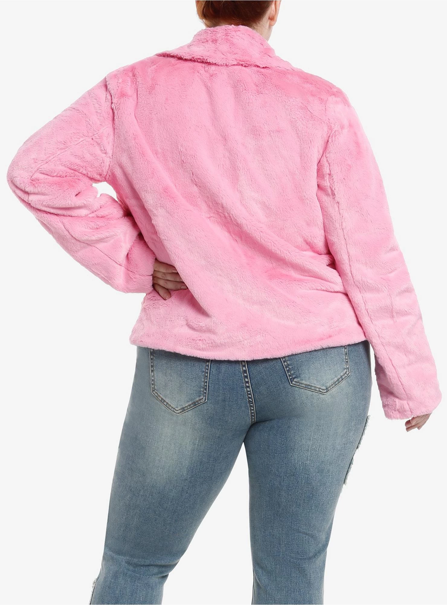 Sweet Society Pink Faux Fur Crop Girls Coat Plus Size - Image 3