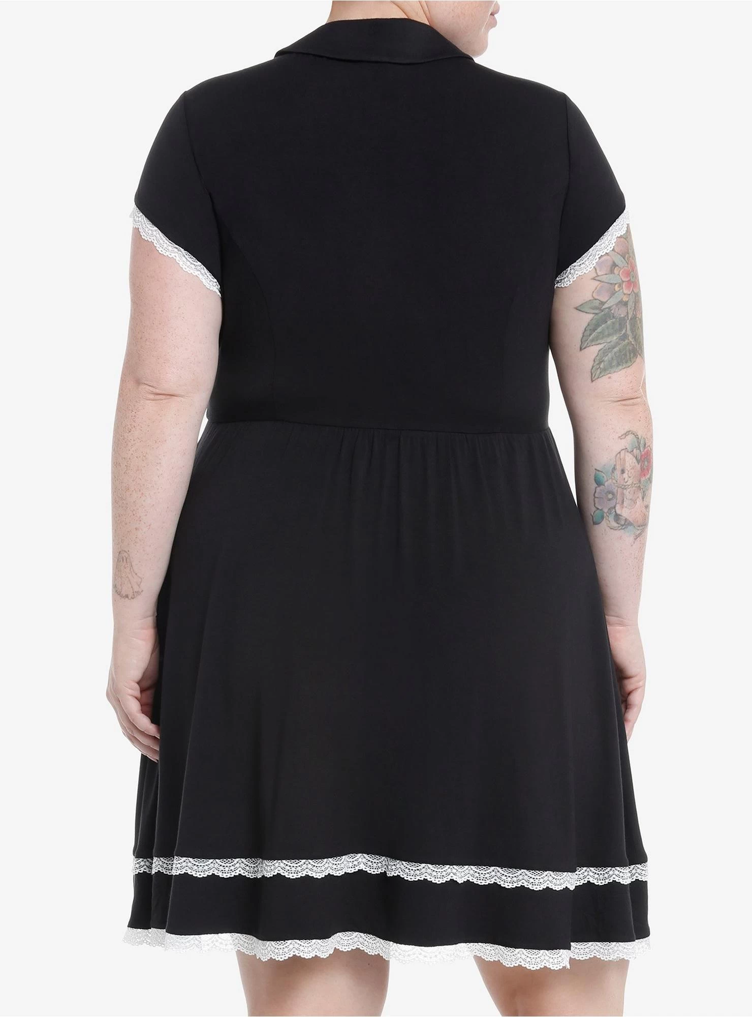 Sweet Society Black & White Lace Bib Babydoll Dress Plus Size - Image 3