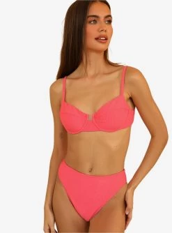 Dippin' Daisy's Seashore Swim Bottom Calypso Coral Pink Ribbed