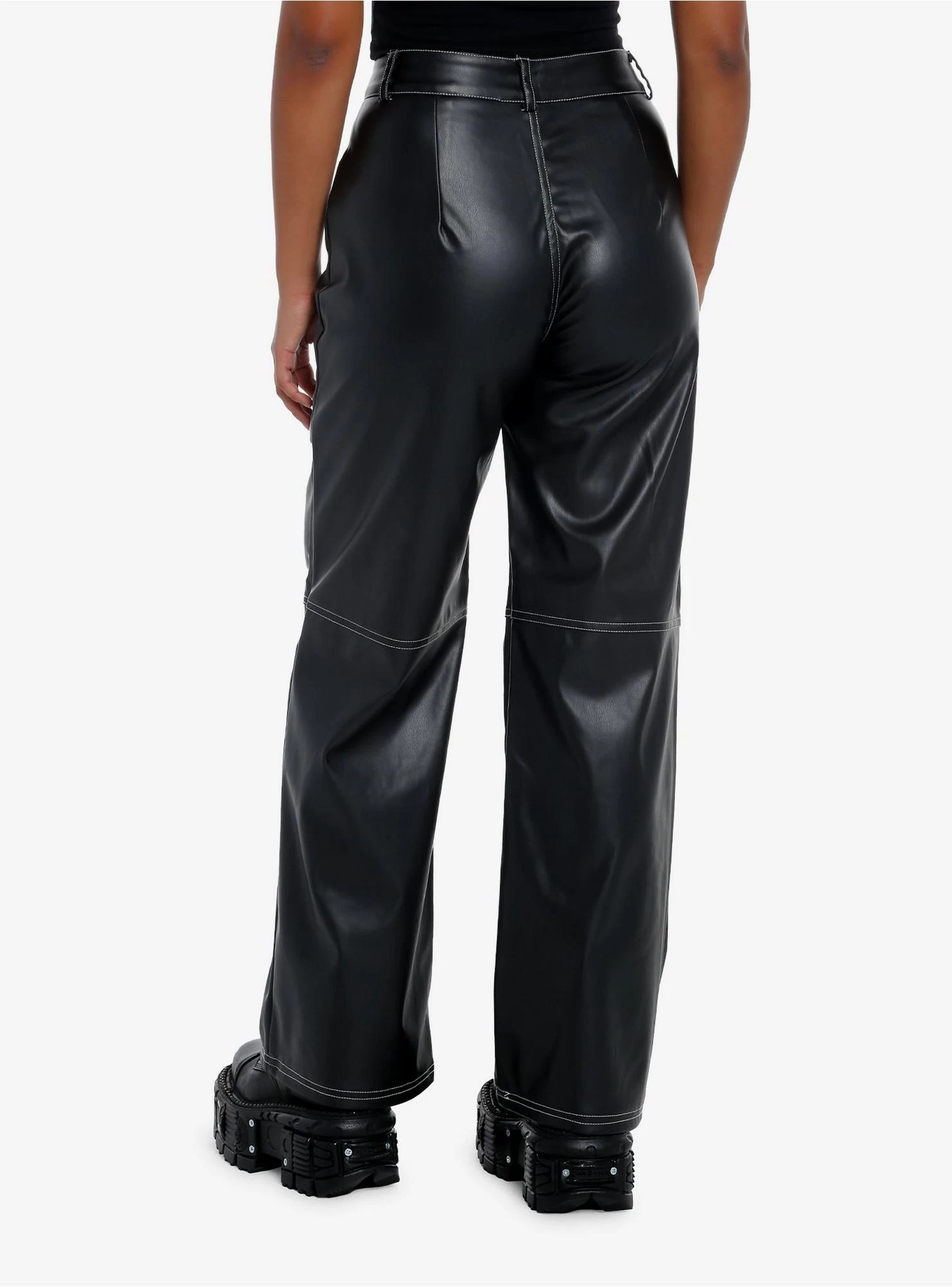 Black Faux Leather Pants - Image 2