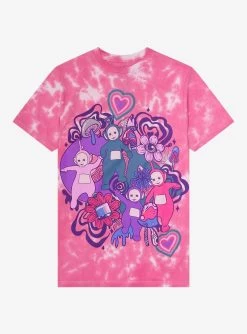 Teletubbies Groovy Pink Tie-Dye Boyfriend Fit Girls T-Shirt